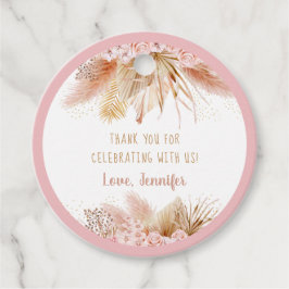 Pampas Grass Pink Gold Floral Baby shower Bedankjes Labels