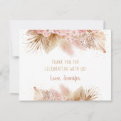 Pampas Grass Pink Gold Floral Baby shower Bedankkaart (Voorkant)