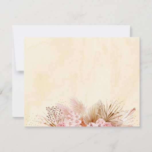 Pampas Grass Pink Gold Floral Baby shower Bedankkaart (Achterkant)