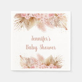 Pampas Grass Pink Gold Floral Baby shower Servet