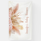 Pampas Grass Pink Gold Floral Baby shower Spandoek (Verticaal)