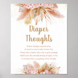 Pampas Grass Pink Gold Floral Diaper over Baby Ged Poster