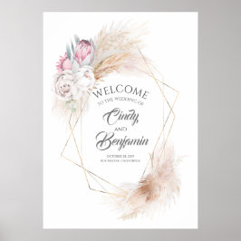 Pampas Grass Pink King Protea Chic Weddenschap Wel Poster