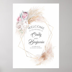 Pampas Grass Pink King Protea Chic Weddenschap Wel Poster