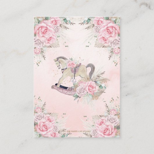Pampas Grass Pink Rocking Horse Boeken voor Baby Informatiekaartje (Achterkant)