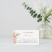 Pampas Grass PinkBridal Shower Recipe Card Request Informatiekaartje (Staand voorkant)