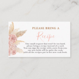 Pampas Grass PinkBridal Shower Recipe Card Request Informatiekaartje