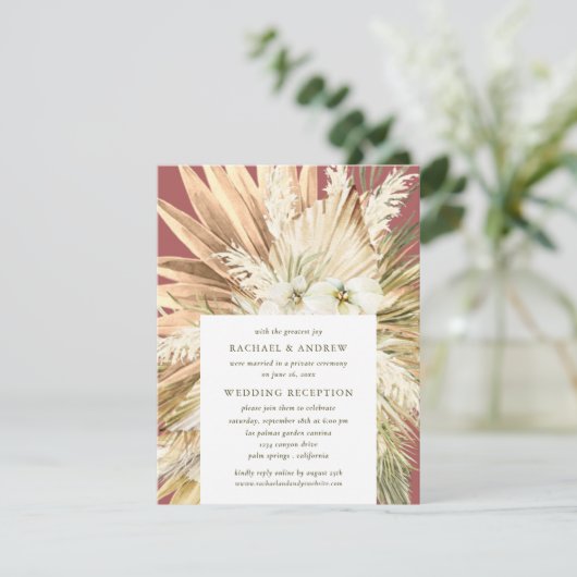 Pampas Grass Post Wedding Reception Modern Boho Kaart (Staand voorkant)
