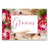 Pampas grass Protea Floral Modern Groom Wedding Kaart (Achterkant)