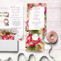 Pampas grass Protea Floral Modern Pink Wedding
