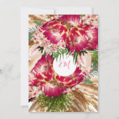 Pampas grass Protea Floral Modern Pink Wedding Kaart (Achterkant)