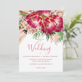 Pampas grass Protea Floral Modern Pink Wedding Kaart (Staand voorkant)