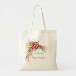 Pampas grass Protea Floral Modern Wedding Tote Bag
