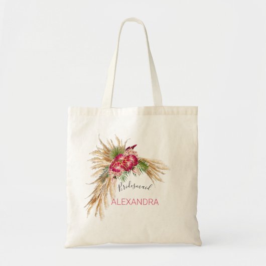 Pampas grass Protea Floral Modern Wedding Tote Bag (Voorkant)