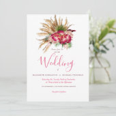 Pampas Grass Protea Floral Rustic Wedding Kaart (Staand voorkant)