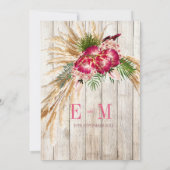 Pampas Grass Protea Floral Rustic Wedding Kaart (Achterkant)