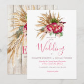 Pampas Grass Protea Floral Rustic Wedding Kaart (Voorkant / Achterkant)