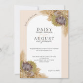 Pampas Grass Protea Script Photo Wedding Kaart (Voorkant)