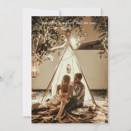 Pampas Grass Protea Script Photo Wedding Kaart (Achterkant)