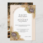 Pampas Grass Protea Script Photo Wedding Kaart (Voorkant / Achterkant)