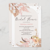 Pampas Grass Pumpkin Bridal Shower Invitation Boho Kaart (Voorkant / Achterkant)