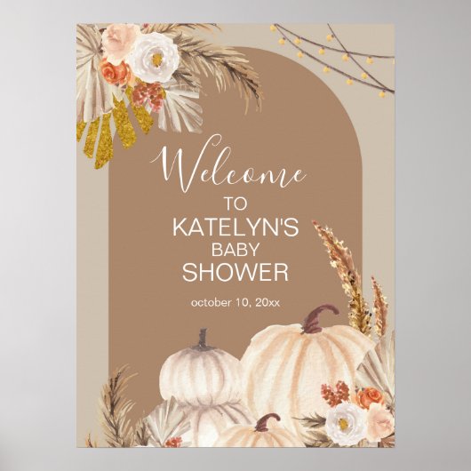 Pampas Grass Pumpkin Welkomstteken Poster (Voorkant)