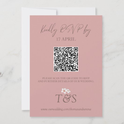 Pampas Grass QR Code RSVP Bruiloft Boho Uitnodigin Kaart (Achterkant)