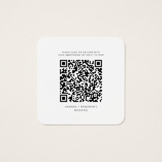 Pampas Grass QR Code Weddenschap RSVP Vierkante Visitekaartjes (Achterkant)