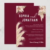 Pampas Grass Red Burgundy Wedding Modern Chic Kaart (Voorkant / Achterkant)