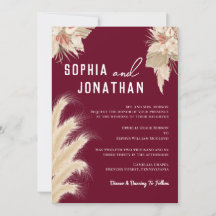 Pampas Grass Red Burgundy Wedding Modern Chic