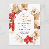 Pampas Grass Red Orchids Weddenschap Save the Date Briefkaart (Voorkant)