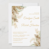 Pampas Grass Romantic Wedding Invitation Kaart (Voorkant)