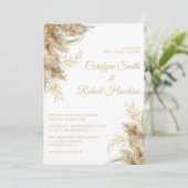 Pampas Grass Romantic Wedding Invitation Kaart (Staand voorkant)