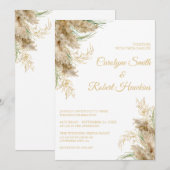 Pampas Grass Romantic Wedding Invitation Kaart (Voorkant / Achterkant)
