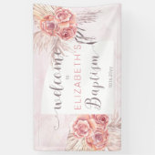 Pampas Grass |Roos Blooms Girl Baptism Welkom  Spandoek (Verticaal)