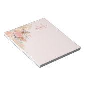 Pampas Grass Roos Gold Florals Naam Monogram Notitieblok (Schuin)