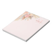 Pampas Grass Roos Gold Florals Naam Monogram Notitieblok (Linkerzijde)