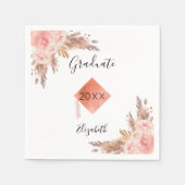 Pampas grass roos gouden bloemenfeest pet Graduati Servet (Voorkant)