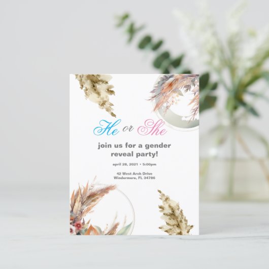 Pampas Grass Round Lijst onthult partijuitnodiging (Staand voorkant)