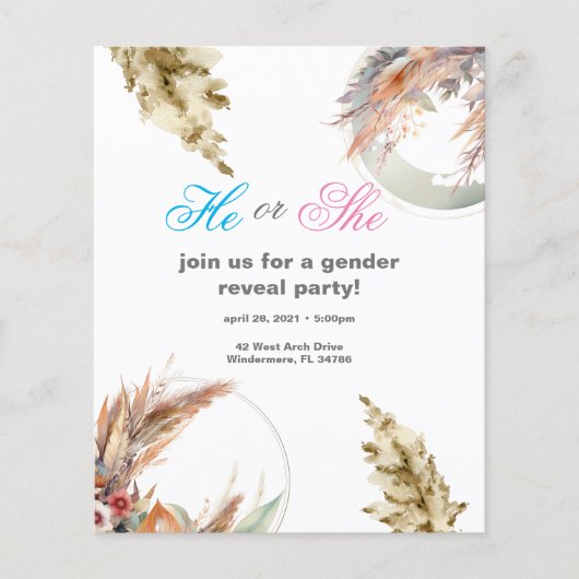 Pampas Grass Round Lijst onthult partijuitnodiging (Voorkant)