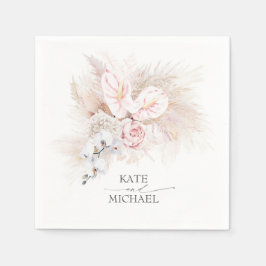 Pampas Grass Roze Anthuriums Elegant Tropisch Servet