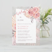Pampas Grass |Roze Baby in Bloom Girl Shower Kaart (Staand voorkant)