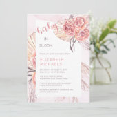 Pampas Grass |Roze Baby in Bloom Girl Shower Kaart (Staand voorkant)
