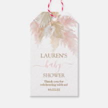 Pampas Grass roze baby shower cadeau labels