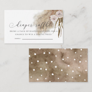 Pampas Grass Roze Baby shower Luier Raffle Ticket Informatiekaartje