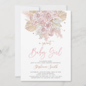Pampas Grass Roze Baby shower meisje Kaart (Voorkant)