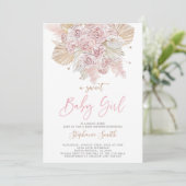 Pampas Grass Roze Baby shower meisje Kaart (Staand voorkant)