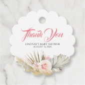 Pampas Grass Roze Bloemen Baby shower Dank u Bedankjes Labels (Voorkant)