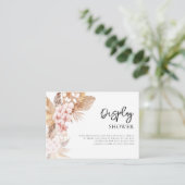 Pampas Grass Roze Bloemen Bruids Display Douche Informatiekaartje (Staand voorkant)