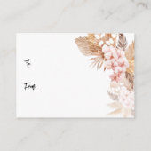 Pampas Grass Roze Bloemen Bruids Display Douche Informatiekaartje (Achterkant)